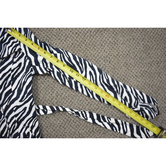 Vertigo Paris Womens Coat Jacket Trench XS Black White Zebra Animal Print Mid - Picture 11 of 11